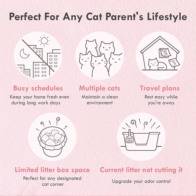 Lady N Cat Litter Deodorizer – Litter Box Odor Eliminator with Enviro-Probiotics,Cation Odor Control,Natural Ingredients Safe for Cats, Extends Litter Lifespan,Refreshing Woody Scent, 10g x 15Packets-Mewly Pet