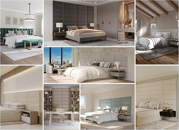 Vänt Upholstered Wall Panels - King/Cal King Size Wall Mounted Headboards - Ribbed Taupe - Twin/King - Set of 4 Panels (Each Individual Panel 39"x11.5")