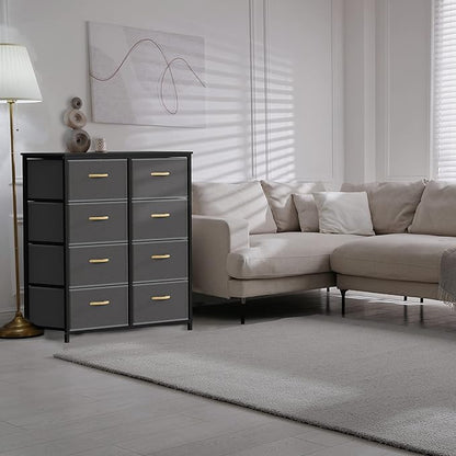 SIMPLE HOUSEWARE 8 Drawer Wide Dresser Tall Storage Tower, Dark Grey
