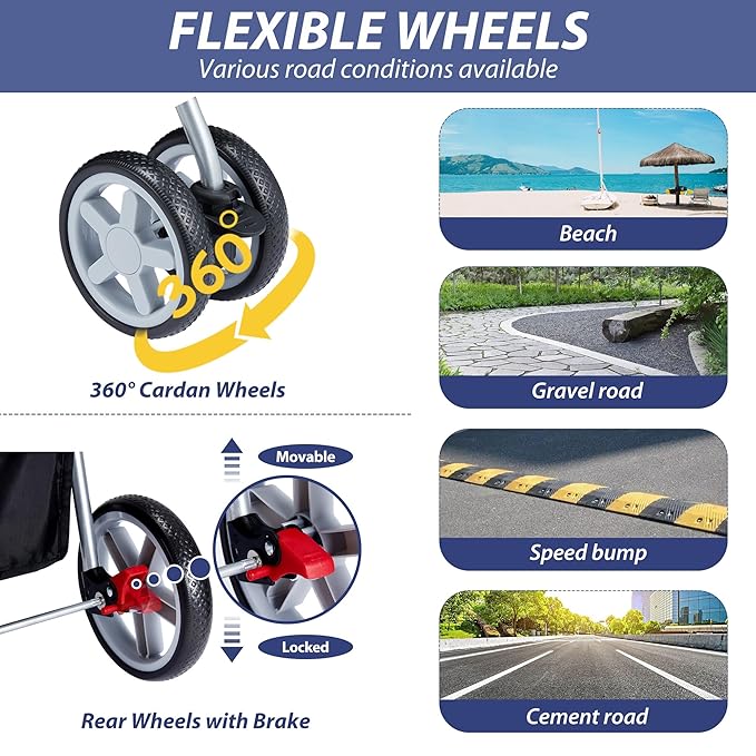 4 Wheels Pet Stroller for Small Medium Dogs Cats 10-33 lbs, Foldable Dog and Cat Stroller with Cup Holder & Storage Basket & Breathable Mesh, Pet Strolling Cart for All-Season, Navy Blue-Mewly Pet