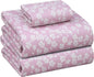 RUVANTI Flannel Sheets Twin Size - 100% Cotton Double Brushed Twin Sheets Set, Deep Pockets 16 Inches, All Seasons Breathable & Extra Soft Bed Sheets, Warm & Cozy, 3 Piece, Pink Flora
