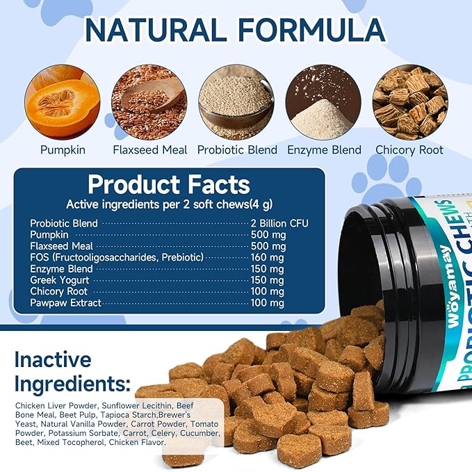 Dog Probiotic for Dogs, 200 Soft Treats Dog Probiotics for Digestive Health & Immune System, Probiotic Chews for Dogs, Support Gut Health|Itchy Skin|Diarrhea|Gas Relief Treatment-Mewly Pet