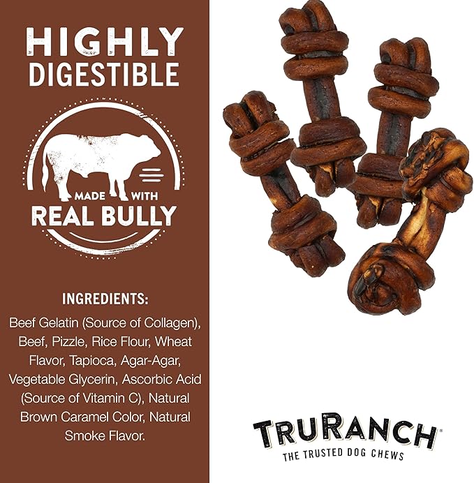 4-5" Collagen Bones, Bully - Collagen Dog Bones - Long Lasting Healthy Joint Support - Rawhide Alternative - Skin & Coat Health, Value Pack, 15 Bags, 60 Count-Mewly Pet