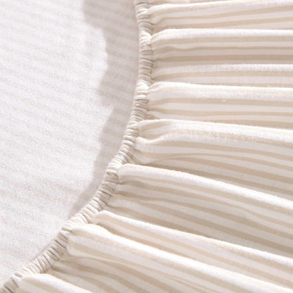 Laura Ashley - Flannel Sheets Queen Size, Anti-Pilling & Wrinkle Resistant Cotton, Soft for All-Season Comfort - Bed Sheets with Matching Pillowcases & Fitted Sheet (Oxfordshire Stripe Beige)