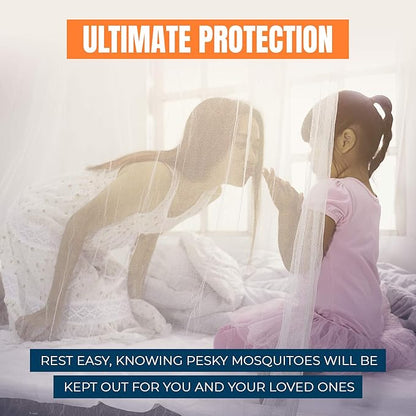 MEKKAPRO Extra-Large King Mosquito Bed Net, Made for King Queen and Twin, Bed Mosquito Netting | Bed Canopy Curtains, White Mosquito Netting