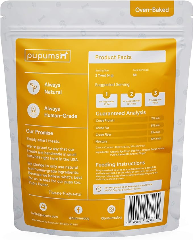 Sweet Potato Dog Treats Organic Ingredients Grain Free Non-GMO Highly Digestible Dog Biscuits Made in USA (8oz)-Mewly Pet