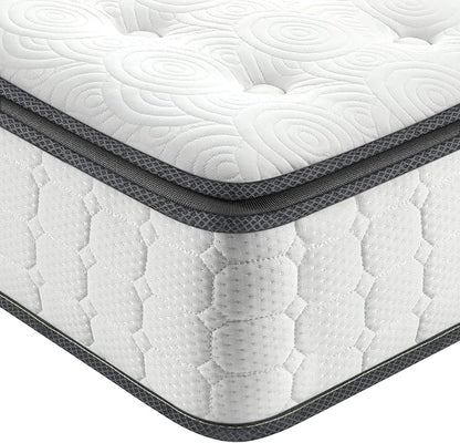 Vesgantti Queen Mattresses 12 Inch Hybrid Pillow Top Queen Size Mattress in a Box, Memory Foam and Pocket Coil Innerspring Mattresses, Cooling & Silent Sleep, Pressure Relief, Medium Feel