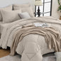 HEVUMYI Beige Tan King Comforter Set - 7-Piece All Season Bed in a Bag King, Ultra Soft Bedding Set with Comforter, Flat Sheet, Fitted Sheet, Pillowcases, Pillow Shams, Beige Tan