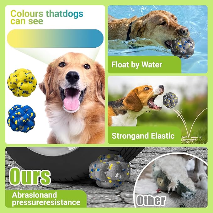 Upgrade Dog Balls Interactive Toys for Aggressive Chewers, Indestructible Tennis Durable Bouncy for Fetch Game, Lightweight Floating, Grey-Mewly Pet