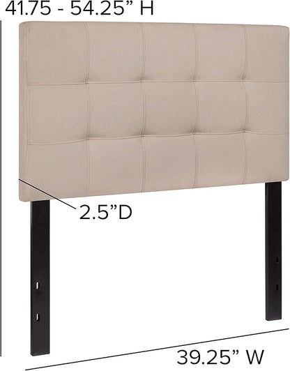 Flash Furniture Bedford Box Stitch Tufted Upholstered Twin Size Headboard in Beige Fabric
