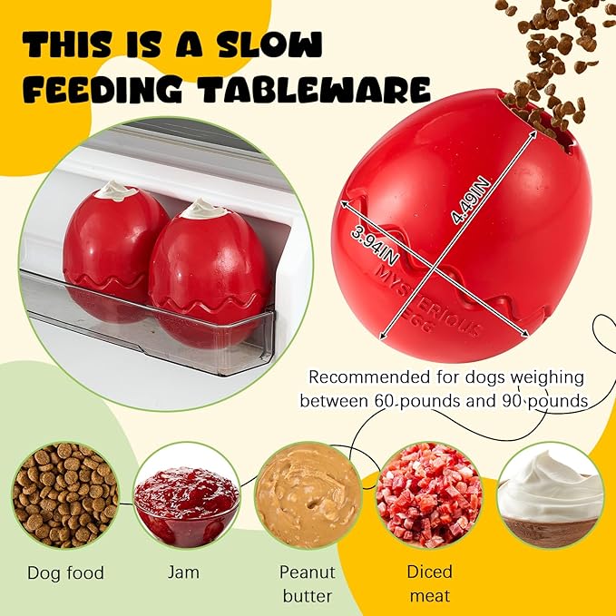 Aliceset 2 Pack Durable Freezable Dog Chew Toys for Aggressive Chewers Interactive Treat Dispensing Puzzle Toy for Large & XL Dogs Keeps Cool & Busy (Red)-Mewly Pet