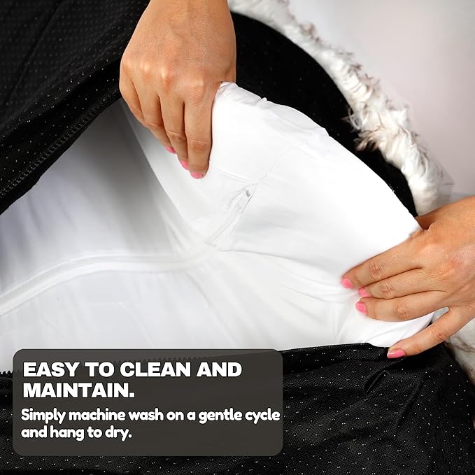 IHAPPYDOG Luxury Faux Fur Orthopedic Dog Bed, Memory Foam Dog Bed for Small, Medium, Large and XL Pets, Fluffy Pet Rug with Waterproof and Washable Cover (White w/Brown Tips, 40"x25")-Mewly Pet