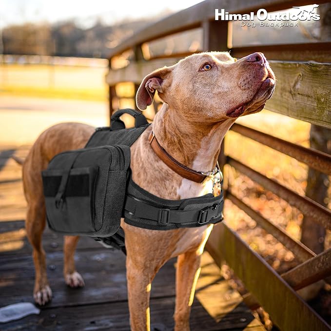 Himal Outdoors Dog Backpack & Saddle Bag, Tactical Hiking Backpack for Large Dogs with Side Pockets & Adjustable Strap-Mewly Pet
