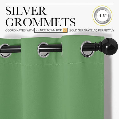 NICETOWN Froest Green Blackout Curtains 72 inches Length for Play Room, 2 Panels, 34" Wide, Thermal Insulated Decoration Drapes for Window