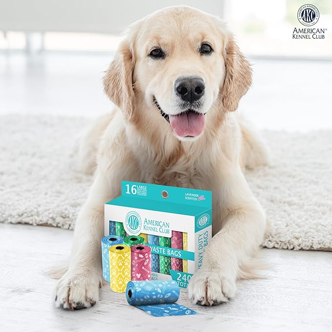 AKC Dog Poop Bags - Leak Proof Pet Waste Bags - 16 Refill Rolls - Lavender Scent - 240 Count (Toy Print)-Mewly Pet