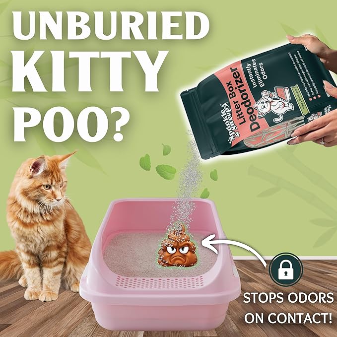 Sprinkle & Sweep Litter Box Deodorizer - Cat Litter Deodorizer Non Toxic and Safe for Kittens - Instantly Eliminates Foul Smells and Urine Odors (Bag, Sifter & Spray)-Mewly Pet