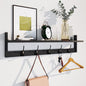 AMBIRD Wall Hooks with Shelf Entryway Hanging Wood Coat Hooks with Shelf Wall-Mounted Coat Hook Rack with 5 Dual Hooks for Bathroom, Living Room, Bedroom (Stylish)