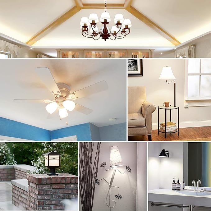 Cotanic A15 LED Bulb, Ceiling Fan Bulbs 6W (60W Equivalent),4000K Natural Daylight,E26 Standrad Base Light,600lm,CRI 80+ LED Globe Shape Bulb,Non-Dimmable,6 Packs