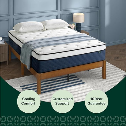 ZINUS 14 Inch Cooling Comfort Support Hybrid Mattress [New Version], Queen, Fiberglass Free, Medium Plush, Cooling Motion Isolation, Certified Safe Foams & Fabric, Mattress in A Box