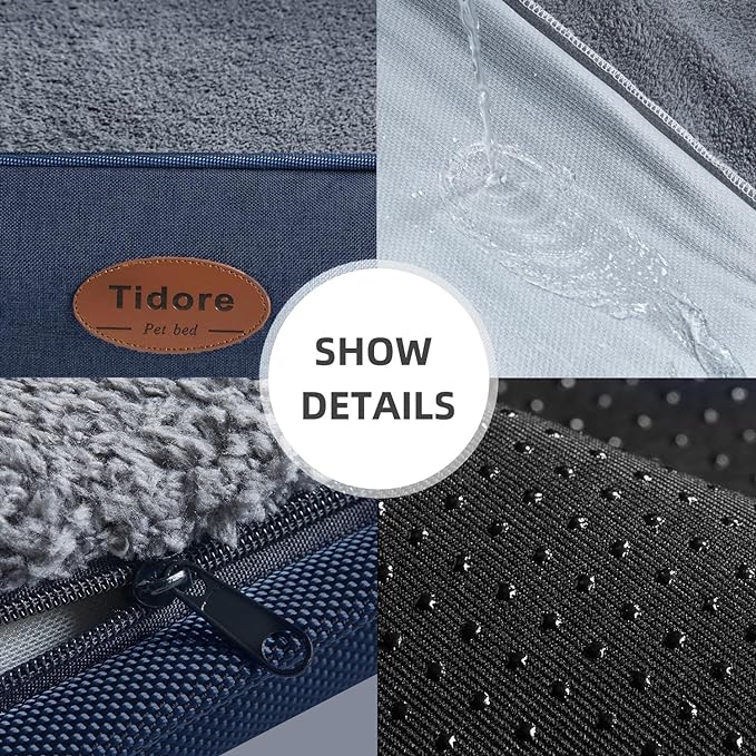 Orthopedic Dog Beds for Medium Dogs, Durable Egg Crate Foam Sofa Dog Bed wit Washable Removable Cover,Waterproof Lining,Pet Bed for Large Dogs (Dark Grey-Velvet, 31.5" L x 25.2" W x 7" Th)-Mewly Pet