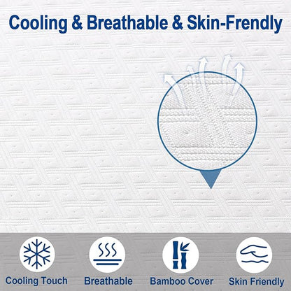 EDILLY 3 Inch Cooling Gel Memory Foam Mattress Topper Queen Size,with Removable & Washable Bamboo Cover,Soft Breathable Mattress Pad,Bed Topper for Back Pain Relief (60x80)
