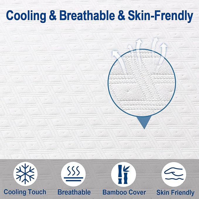EDILLY 3 Inch Cooling Gel Memory Foam Mattress Topper Twin Size,with Removable & Washable Bamboo Cover,Soft Breathable Mattress Pad,Bed Topper for Back Pain Relief (38x75)