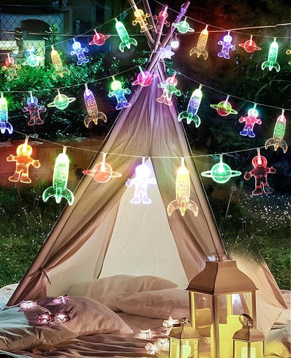 AceList Space String Lights, 50 LED Color-Changing Fairy Lights with Battery&USB Powered for Children's/Kids' Rooms, Space-Themed Party, Christmas and Bedroom Decor