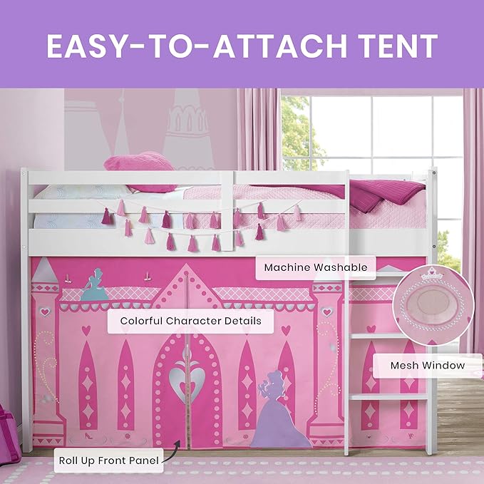 Disney Princess Loft Bed Tent - Curtain Set for Low Twin Loft Bed (Bed Sold Separately) by Delta Children