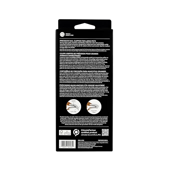 Tweezerman Large Nail Clippers for Dogs & Cats, Manual Professional Cat & Dog Nail Trimmer with Ergonomic Handle-Mewly Pet