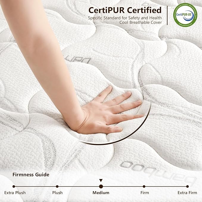 Full Size Mattress 12 Inch Hybrid Mattress in a Box with Bamboo Cover - Memory Foam Mattress with Memory Foam and Pocket Springs - Medium Firm Mattress with Pressure Relief
