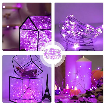 6PCS Fairy Lights Battery Powered with Remote, 7ft 20LEDs Pink Twinkle Mini Lights with Timer, Waterproof Small Silver Wire Firefly Starry for DIY Wedding Party Christmas