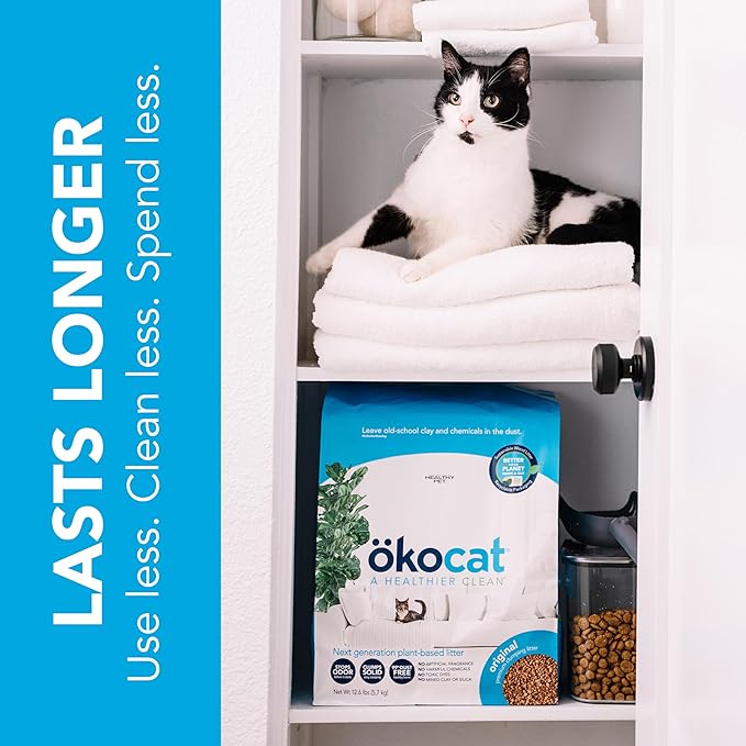 ökocat Original Wood Clumping Cat Litter, Unscented, 13.2 pounds - Natural Ingredients, Stops Odor, Clumps Solid, 99% Dust Free, Great for All Cats-Mewly Pet