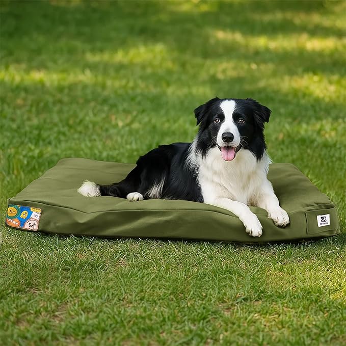 Sytopia 36-Inch Canvas Outdoor Dog Bed, Waterproof & Washable with Removable Cover, Ideal for Medium & Large Dogs, Chew-Proof Great for Indoor, Outdoor, Crate, or Patio Use (Green)-Mewly Pet