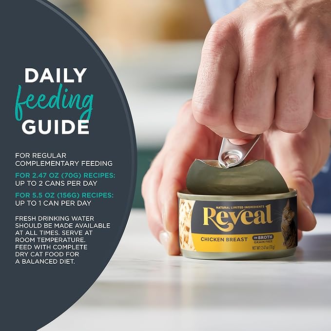 Reveal Natural Wet Cat Food, 12 Count, Grain Free, Limited Ingredient Canned Food for Cats, Chicken Breast in Broth, 5.5 oz Cans-Mewly Pet