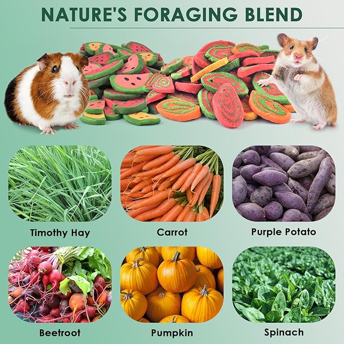 KATUMO Rabbit Chew Treats - 380g Mixed Natural Timothy Hay Pumpkin Carrot Beet Spinach Chew Toys for Rabbit Guinea Pig Hamster Bunny Chinchilla Gerbil Small Rodent Pets-Mewly Pet