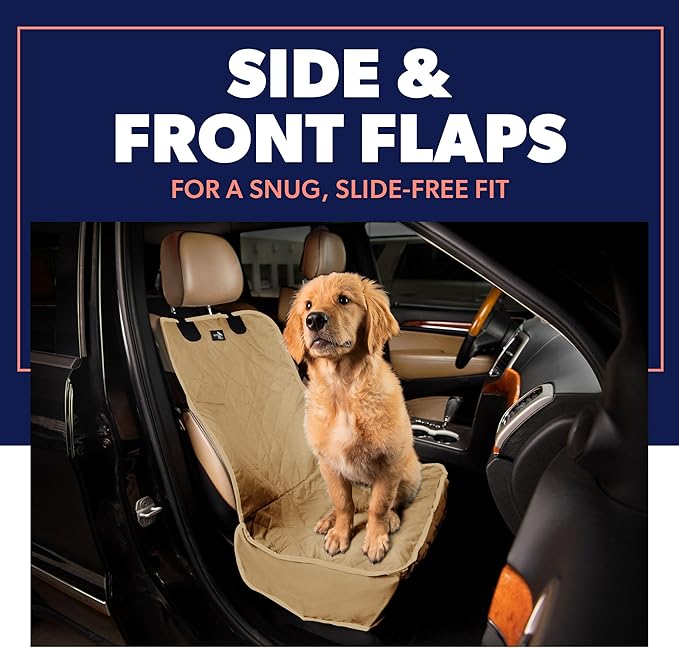 Active Pets Dog Car Seat Cover, Waterproof Front Seat Protector for SUV Truck Sedan, Pet Safety Travel Comfort System with Universal Fit, Beige-Mewly Pet