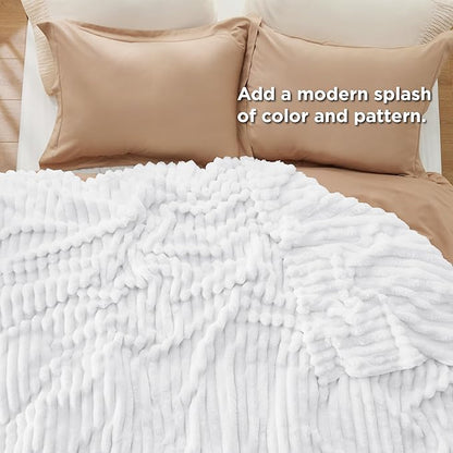 Bedsure GentleSoft White California King Size Blanket for Couch - Cozy Soft Blankets for Women, Cute Small Fleece Throws for Girls, Birthday Gifts for Women, White, 102x96 Inches