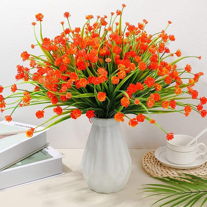 Hoteam 40 Bundles Fall Outdoor Artificial Flowers Plants UV Resistant Outside Faux Flowers Plastic Fake Plants Outdoor Summer Seasons Decoration Shrubs Garden Porch, Orange