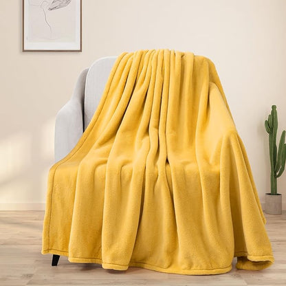 BEAUTEX Fleece Throw Blanket for Couch Sofa or Bed Throw Size, Soft Fuzzy Plush Blanket, Luxury Flannel Lap Blanket, Super Cozy and Comfy for All Seasons (Yellow, 50" x 60")