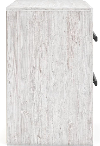 Signature Design by Ashley Cayboni Vintage 2 Drawer Nightstand with Safety Stop for Bedroom, 24.37" Tall, White