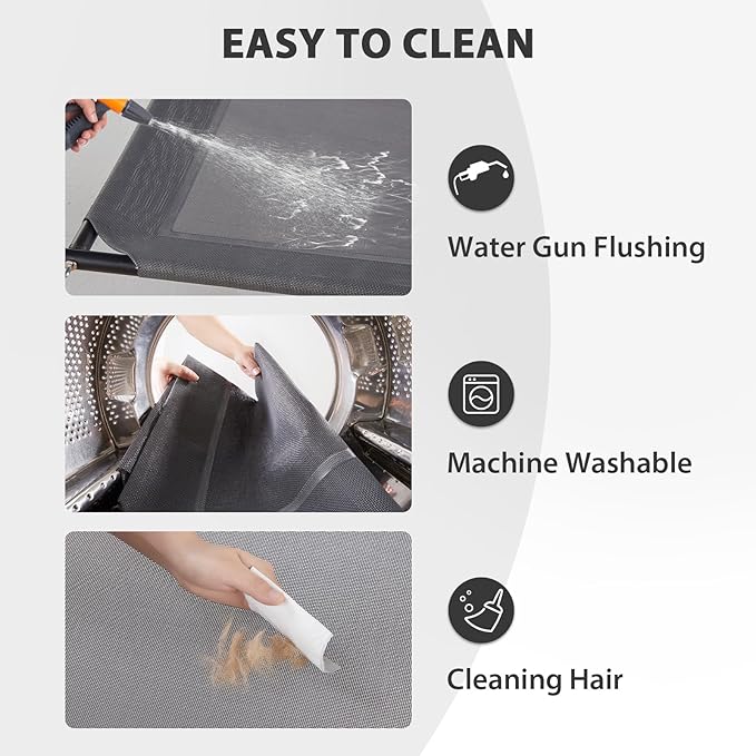 RRPETHOME Large Elevated Cooling Dog Bed, Raised Pet Cot Beds for Large Dogs, Elevated Outdoor Dog Bed, Chew Proof Portable Cooling Pet Cot with Skid-Resistant Feet and Breathable Mesh-Mewly Pet