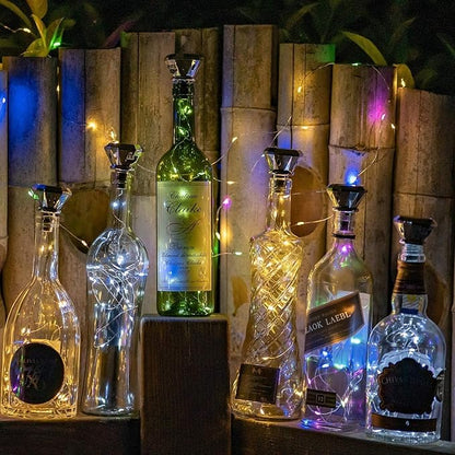 Upgraded 12 Pack Diamond Solar Wine Bottle Lights, 20 LEDs Waterproof Copper Light, Bottle Light Fairy Cork String Lights for Yard Patio Decor, DIY Birthday Gift for Mom Grandma Friend(3 Colors)