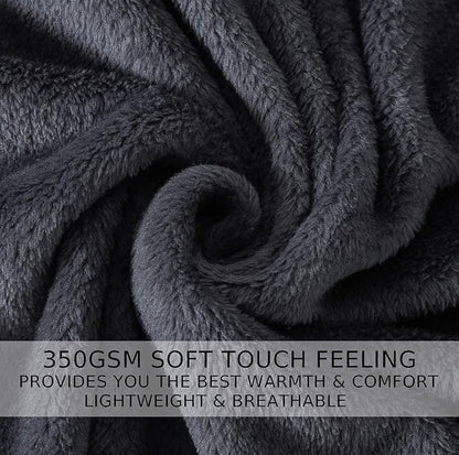 HOZY Soft Blanket Twin/Twin XL Fleece Warm Fuzzy Throw Extra Long Blankets for The Bed Sofa Lightweight Dark Grey 66"*90"