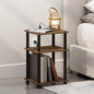 Furinno JUST Night Stand, 3-Tier Turn-N-Tube Nightstand with Charging Station, Bedside Table, End Table, Side Table with USB and Type-C Charging Port, for Bedroom, Living Room, Amber Pine