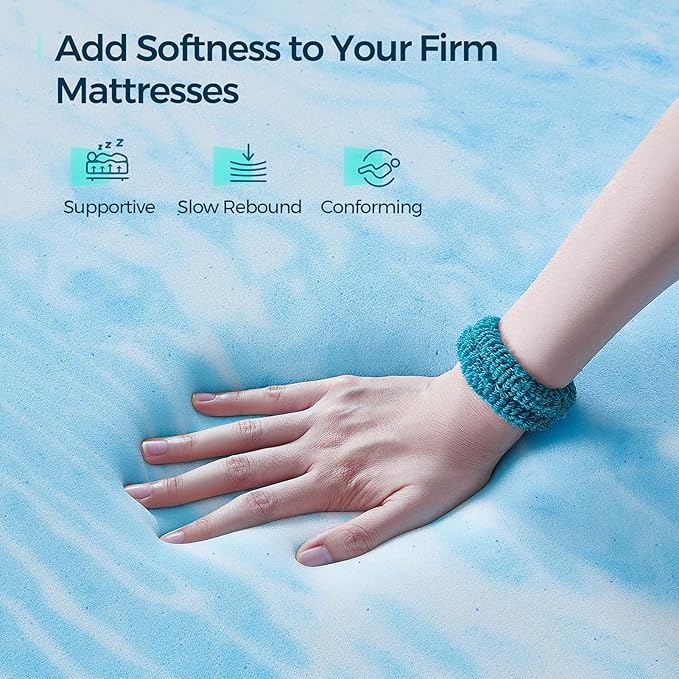 LINSY LIVING 4 Inches Full Memory Foam Mattress Topper, Cooling Gel-Infused Swirl Memory Foam, Soft Bed Topper with Tencel™ Cover, CertiPUR-US and Oeko-TEX Certified, 74" L * 53" W * 4" H