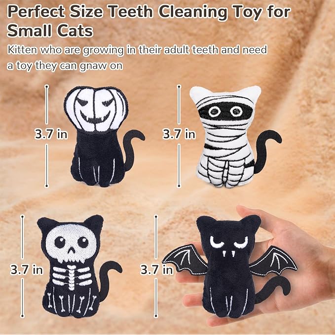 Retro Shaw 4Pcs Cat Toys, Horror Catnip Crinkly Sound Kitten Toys, Interactive Indoor Cat Chew Kitty Kicker Toy for All Breeds 3.7 Inches-Mewly Pet