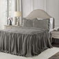 Lush Decor Ravello Pintuck Ruffle Skirt Bedspread Set - Luxe 2 Piece Ruffled Bedding Set - Traditional Glam & Farmhouse Inspired Bedroom Decor - Twin, Dark Gray