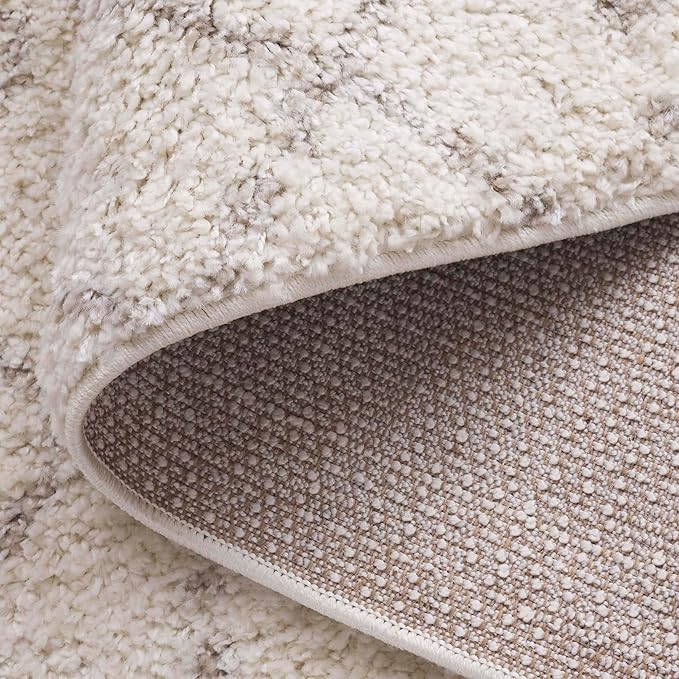 SAFAVIEH Arizona Shag Collection Area Rug - 6' x 8', Ivory & Beige, Moroccan Design, Non-Shedding & Easy Care, 1.6-inch Thick, Ideal for The Living Room, Dining, Bedroom (ASG741A)