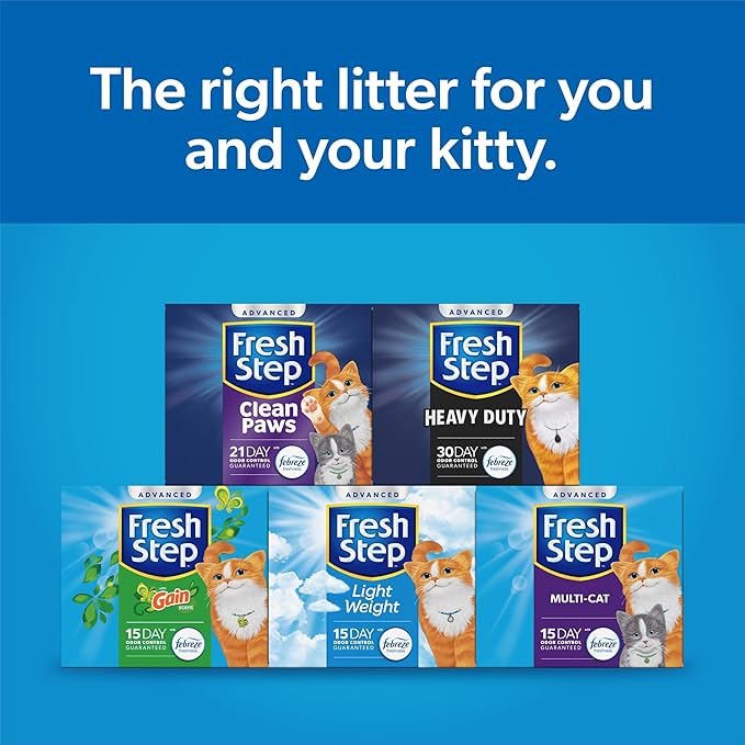 Fresh Step Advanced Simply Unscented Clumping Litter, Fresh Step Unscented Cat Litter Fights Odor on Contact, 18.5 lb. Box-Mewly Pet