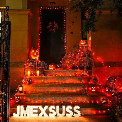 JMEXSUSS 2 Pack Orange Rope Lights Battery Operated Halloween Lights Outdoor Waterproof, Each 33 ft 100 LED Battery String Lights with Remote, Orange Light for Balcony Garden Halloween Decor